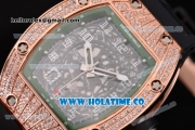 Richard Mille RM010 Miyota 9015 Automatic Rose Gold/Diamonds Case with Skeleton Dial and Green Inner Bezel