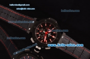 Hublot Big Bang Red Magic Swiss Quartz PVD Case with Black Dial and Black Leather Strap