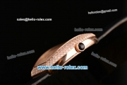 Franck Muller Heart Swiss Quartz Rose Gold Case with Black Leather Strap Diamond Bezel and White Dial - ETA Coating