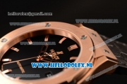 Hublot Classic Fusion 9015 Auto Rose Gold Case with Black Dial and Black Leather Strap