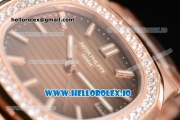 Patek Philippe Nautilus Miyota 9015 Automatic Rose Gold Case Brown Dial With Stick Markers Rose Gold Bracelet