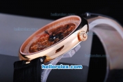 Patek Philippe Skeleton Manual Winding Movement With Rose Gold Case and Leather Strap