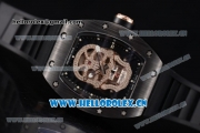 Richard Mille RM052 Miyota 9015 Automatic PVD/Rose Gold Case with Skull Dial and PVD Bezel Black Rubber Strap