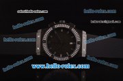 Hublot Classic Fusion Chronograph Miyota Quartz PVD Case with Diamond Bezel - Black Dial and Black-Steel Markers - 7750 Coating
