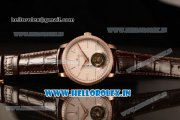 Jaeger-LECoultre Master Swiss Tourbillon Manual Winding Rose Gold Case White Dial Stick Markers With Rose Gold Bezel Brown Leahter Strap