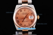 Rolex Datejust Oyster Perpetual Automatic Two Tone with Rose Gold Bezel,Khaki Dial and Roman Marking-Small Calendar