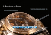 Rolex Datejust 37mm Swiss ETA 2836 Automatic Two Tone with Pink Dial and Roman Markers Diamonds Bezel