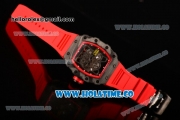 Richard Mille RM35-01 Bubba Watson Tourbillon Manual Winding Carbon Fiber Case with Skeleton Dial and White Dot Markers - Red Inner Bezel