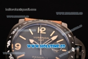 Panerai Luminor GMT PAM 029 B Asia Automatic PVD Case with Black Dial Brwon Leather Strap with Stick/Arabic Numeral Markers