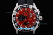 Ferrari Working Chronograph with Black Graduated Bezel and Red Dial-Small Calendar and Rubber Strap