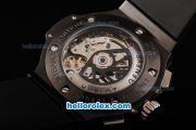 Hublot Big Bang Swiss Valjoux 7750 Chronograph Movement PVD Case with Black Dial-Clear Diamond Bezel and Black Rubber Strap