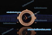 Chopard Swiss ETA Quartz Rose Gold Case with Diamond Bezel and Blue Leather Strap