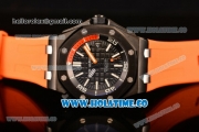 Audemars Piguet Royal Oak Offshore Diver Asia Automatic PVD Case with Black Dial Orange Rubber Strap and White Stick Markers (EF)