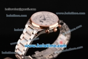 Longines Master Chrono Moonphase Swiss Valjoux 7751 Automatic Two Tone Case with White Dial and Rose Gold Bezel