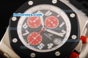 Audemars Piguet Royal Oak Offshore Swiss Valjoux 7750 Automatic Movement Titanium Case with White Arabic Numerals and Red Subdials