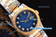 Rolex Datejust Automatic Two Tone with Gold Bezel,Blue Dial and Diamond Marking