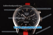 Tag Heuer Carrera Calibre 18 Miyota Quartz Steel Case with Black Dial Stick Markers and Red/Black Nylon Strap