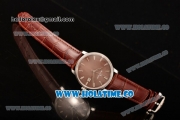 BlancPain Villeret Ultraplate Remontage Automatique Miyota 9015 Automatic Steel Case with Brown Dial and Stick Markers