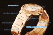 Cartier Ballon Bleu De Swiss ETA Quartz Full Rose Gold with Diamond Bezel and White Dial