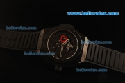 Hublot King Power Chronograph Swiss Valjoux 7750 Automatic Movement PVD Case with Black Bezel and Black Rubber Strap