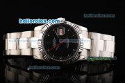 Rolex Datejust Swiss ETA 2836 Automatic Movement Black Dial with Black Bezel and Green Rome Numeral Marker-SS Strap