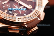 Hublot Big Bang Limited Edition Swiss Valjoux 7750 Automatic Movement Rose Gold Case with Diamond Bezel and Brown Dial