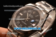 Rolex Datejust Oyster Perpetual Swiss ETA 2836 Automatic Steel Case Roman Numeral Markers With Black Dial Steel Bracelet (BP)