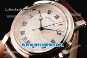 Breguet Marine Big Date Clone Breguet Automatic Steel Case with White Dial and Brown Leather Strap