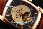 Parmigiani Kalpa XL Swiss Tourbillon Manual Winding Movement Rose Gold Case with Brown Leather Strap