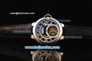 Cartier ballon bleu de Cartier Swiss Tourbillon Manual Winding Movement Steel Case with Black Dial and Black Leather Strap