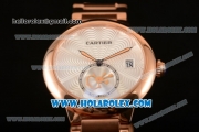 Cartier Rotonde De Miyota Quartz Rose Gold Case/Bracelet with Silver Dial