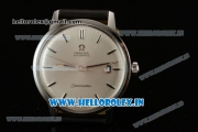 Omega Seamaster Vintage Citizen Automatic Movement Steel Case White Dial With Stick Markers Black Leather Strap