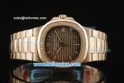 Patek Philippe Nautilus Swiss ETA 2824 Automatic Steel Case with Diamond Bezel and Grey Dial-Steel Strap 1:1 Original