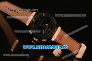 Hublot Big Bang Chukker Bang Limited Edition Chrono Swiss Valjoux 7750 Automatic Rose Gold Case with Black Dial and Brown Leather Strap - (YF)