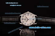 Vacheron Constantin Patrimony Swiss ETA 2836 Automatic Steel Case and Black Leather Strap with White Dial Blue Stick Markers