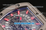 Hublot MP-06 Senna Chrono Miyota OS20 Quartz Steel Case with Skeleton Dial and Red Stick Markers