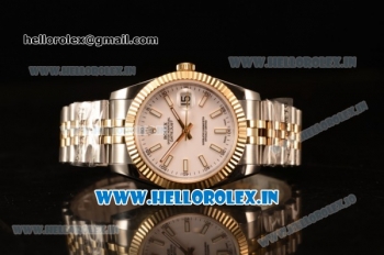 Rolex Datejust 37mm Swiss ETA 2836 Automatic Two Tone with White Dial and Stick Markers