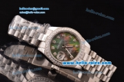 Rolex Datejust Lady 2813 Automatic Steel Case with Grey MOP Dial Diamond Bezel ETA Coating