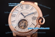 Cartier Ballon Bleu Tourbillon Seagull St8001 Tourbillon Manual Winding Rose Gold Case with Diamond Bezel and White Dial