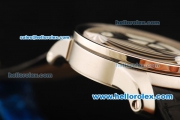 Cartier Calibre Swiss Tourbillon Manual Winding Movement Steel Case with White Dial and Black Leather Strap