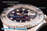 Rolex Yacht-Master Oyster Perpetual Chronometer Automatic with White Case and Bezel--Blue Dial--White Round Bearl Marking--Small Calendar