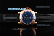 Panerai 1950 8 Days PAM289 Automatic Movement Rose Gold Case with Blue Dial and Black Strap