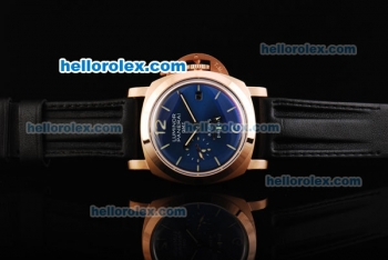 Panerai 1950 8 Days PAM289 Automatic Movement Rose Gold Case with Blue Dial and Black Strap