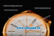 Rolex Cellini Time Asia 2813 Automatic Yellow Gold Case White Dial Brown Leather Strap and Stick/Roman Numeral Markers