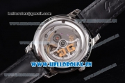 Glashutte Senator Automatic Miyota 9015 Automatic Steel Case with White Dial Roman Markers and Black Leather Strap