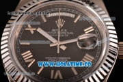 Rolex Day-Date II Asia 2813 Automatic Steel Case/Bracelet with Black Dial and Roman Numeral Markers