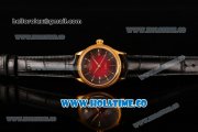 Rolex Cellini Time Asia 2813 Automatic Yellow Gold Case with Black/Red Dial and Stick Markers