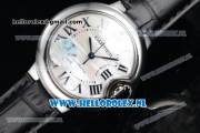 Cartier Ballon Bleu De Citizen Automatic Steel Case White Dial Roman Numeral Markers and Black Genuine Leather Strap