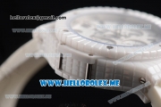 Hublot Big Bang Caviar Chronograph Miyota OS20 Quartz Ceramic Case with White Dial and White Rubber Strap Stick Markers