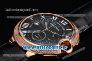 Cartier Ballon Bleu De Large Chrono Miyota OS20 Quartz Rose Gold Case with Diamonds Bezel and Black Dial